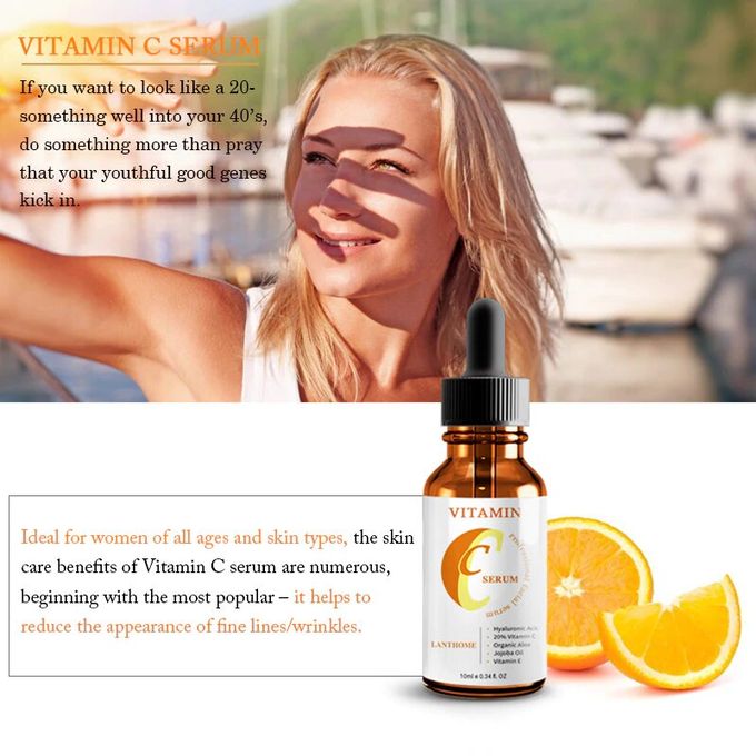 Vitamin C Face Serum Hyaluronic Acid Whitening Anti Aging Wrinkle Fade Spots Firming Facial Skin