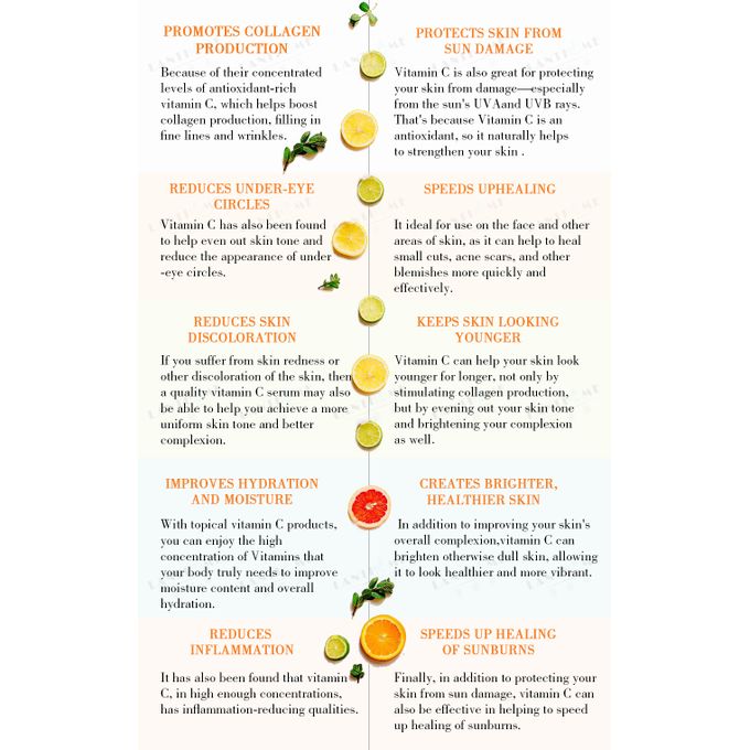 Vitamin C Face Serum Hyaluronic Acid Whitening Anti Aging Wrinkle Fade Spots Firming Facial Skin