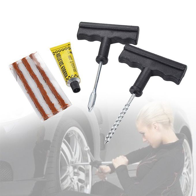 6Pc Car Tubeless Tyre Tire Puncture Repair Patch Kit Tools Emergency