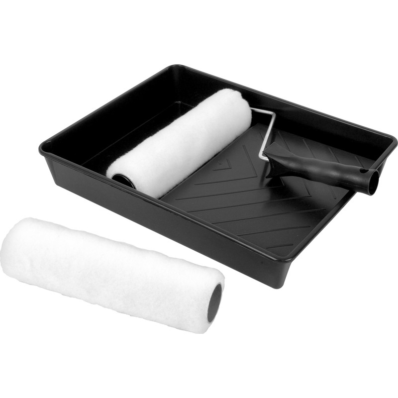 9&quot; Paint Roller Brush And Tray Handle Painting Painter Supplies Metal Tool