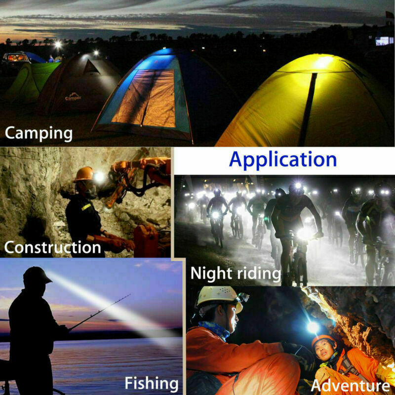 Lightweight LED Headlight Flashlight Head Lamp Torch 180 Degree Swivel for Camping Cycling Running