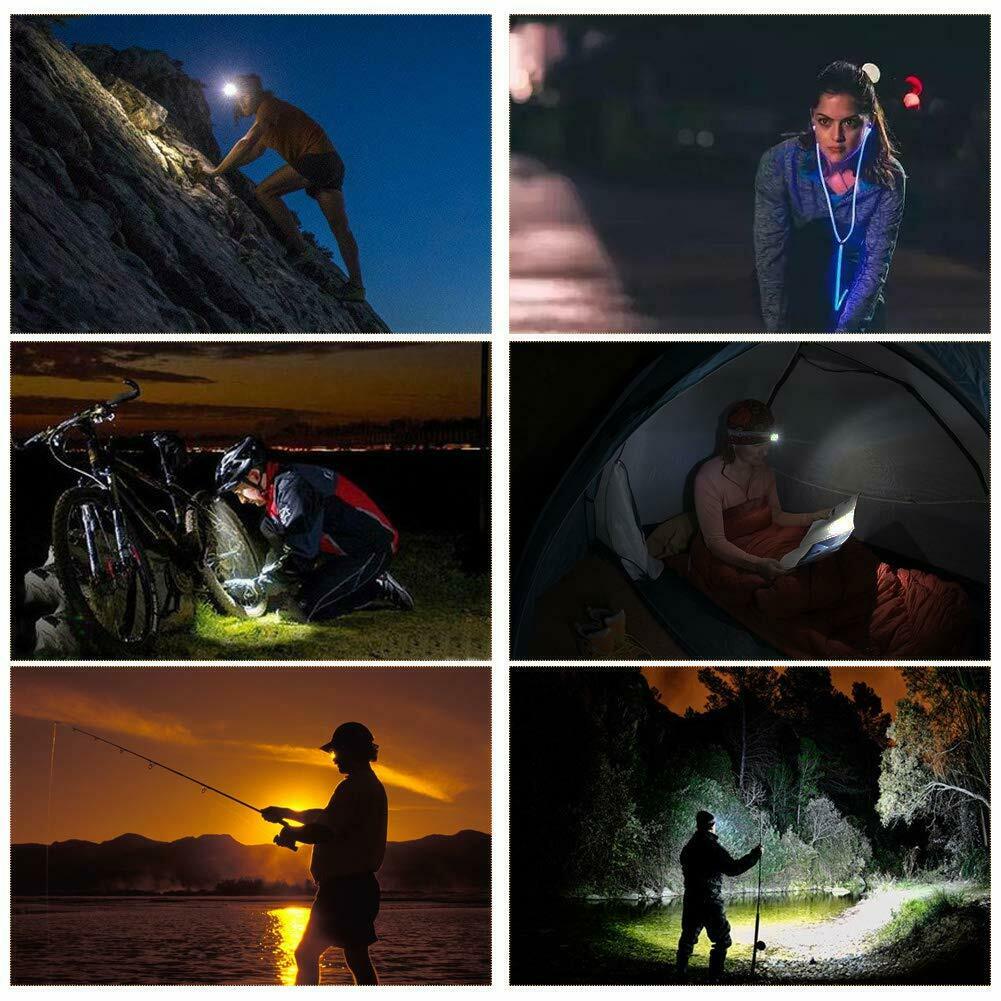 Lightweight LED Headlight Flashlight Head Lamp Torch 180 Degree Swivel for Camping Cycling Running