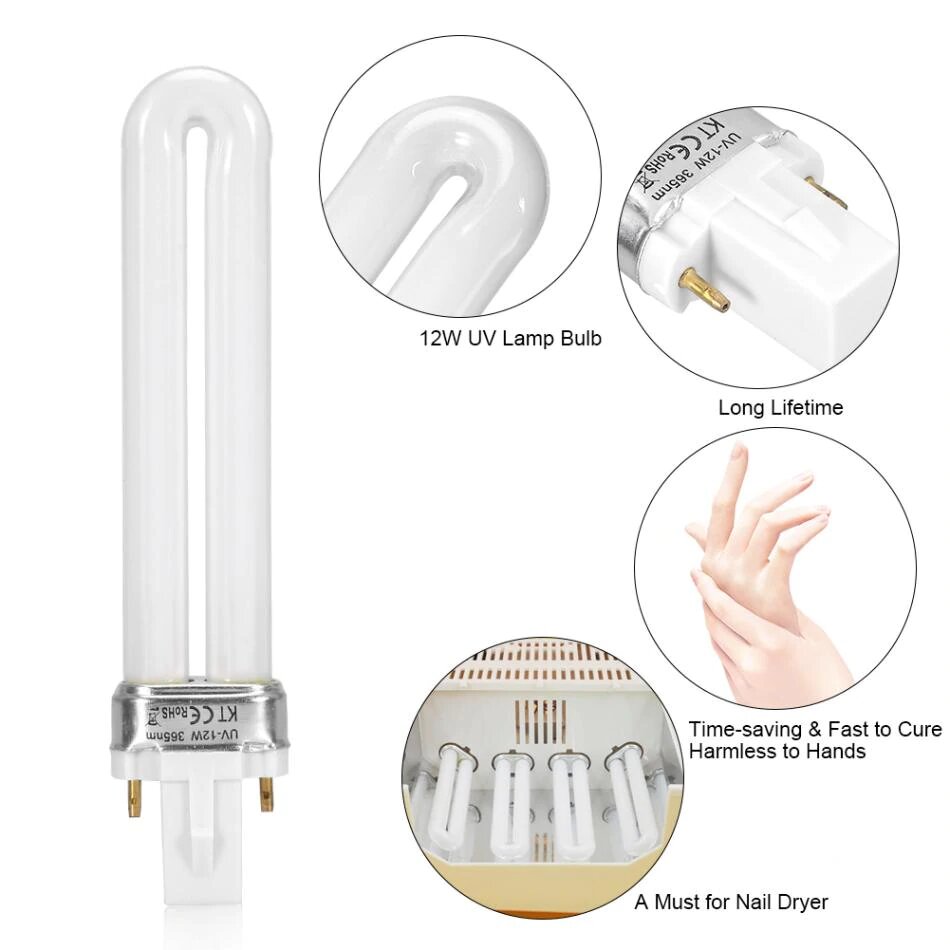 12W U-Shape Replacement Bulb UV LED Lamp Nail Polish Gel Art Tool Curing Dryer Light Tube Manicure