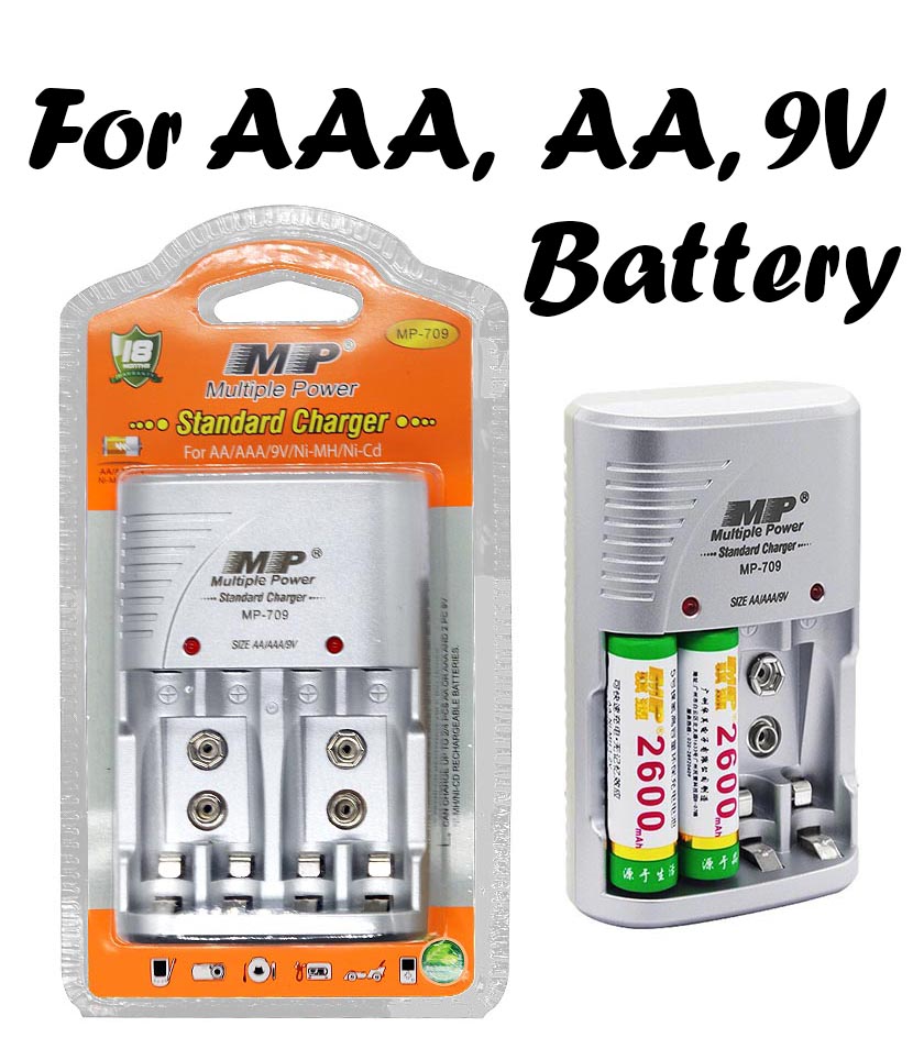 MP Standard Battery Charger For AA/AAA/9V Rechargeable Batteries Multiple Power
