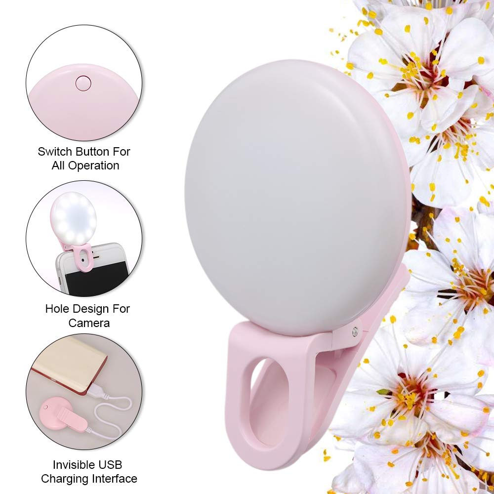 Ring Light Rechargeable Selfie LED Camera Mini Q Light With 3 Levels
