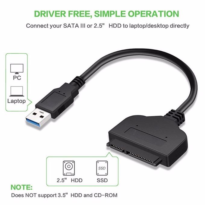 USB 3.0 To SATA 2.5 Inch Hard Disk Drive SSD Adapter Connector Cable Converter