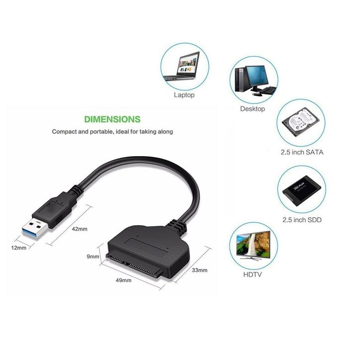 USB 3.0 To SATA 2.5 Inch Hard Disk Drive SSD Adapter Connector Cable Converter