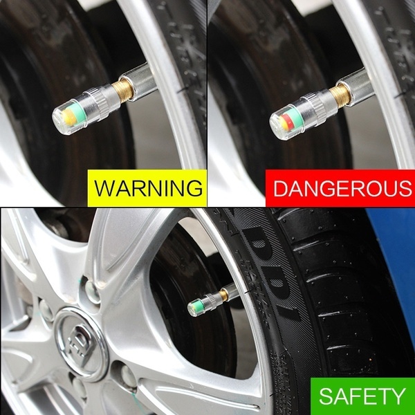 4pcs Car Auto Tire Pressure Monitor Valve Stem Caps Cover Sensor Indicator Alert Tyre Air Warning