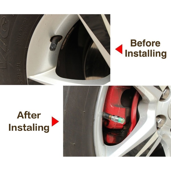 4pcs Car Auto Tire Pressure Monitor Valve Stem Caps Cover Sensor Indicator Alert Tyre Air Warning