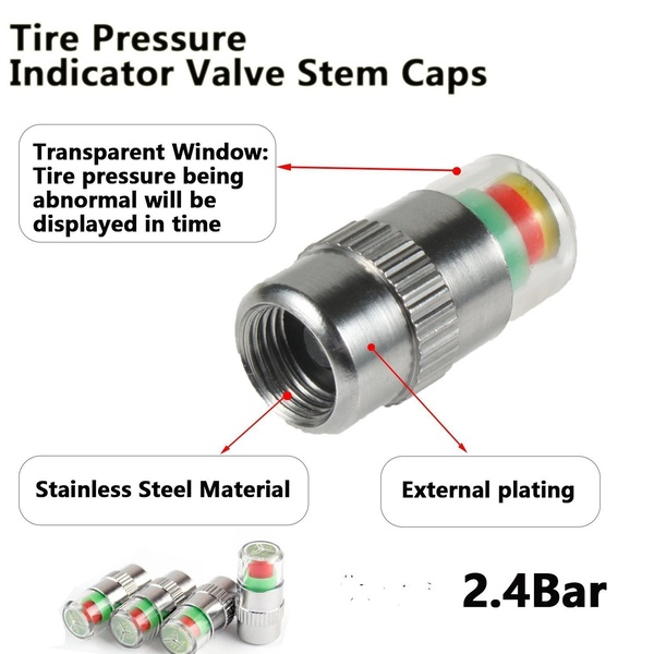 4pcs Car Auto Tire Pressure Monitor Valve Stem Caps Cover Sensor Indicator Alert Tyre Air Warning