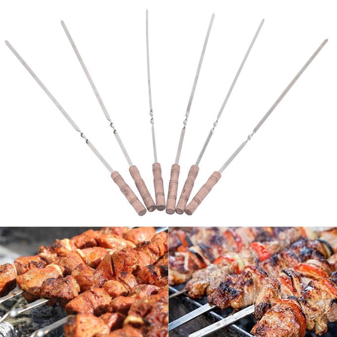 Reusable Long Stainless Steel Grilling Barbeque BBQ Skewers