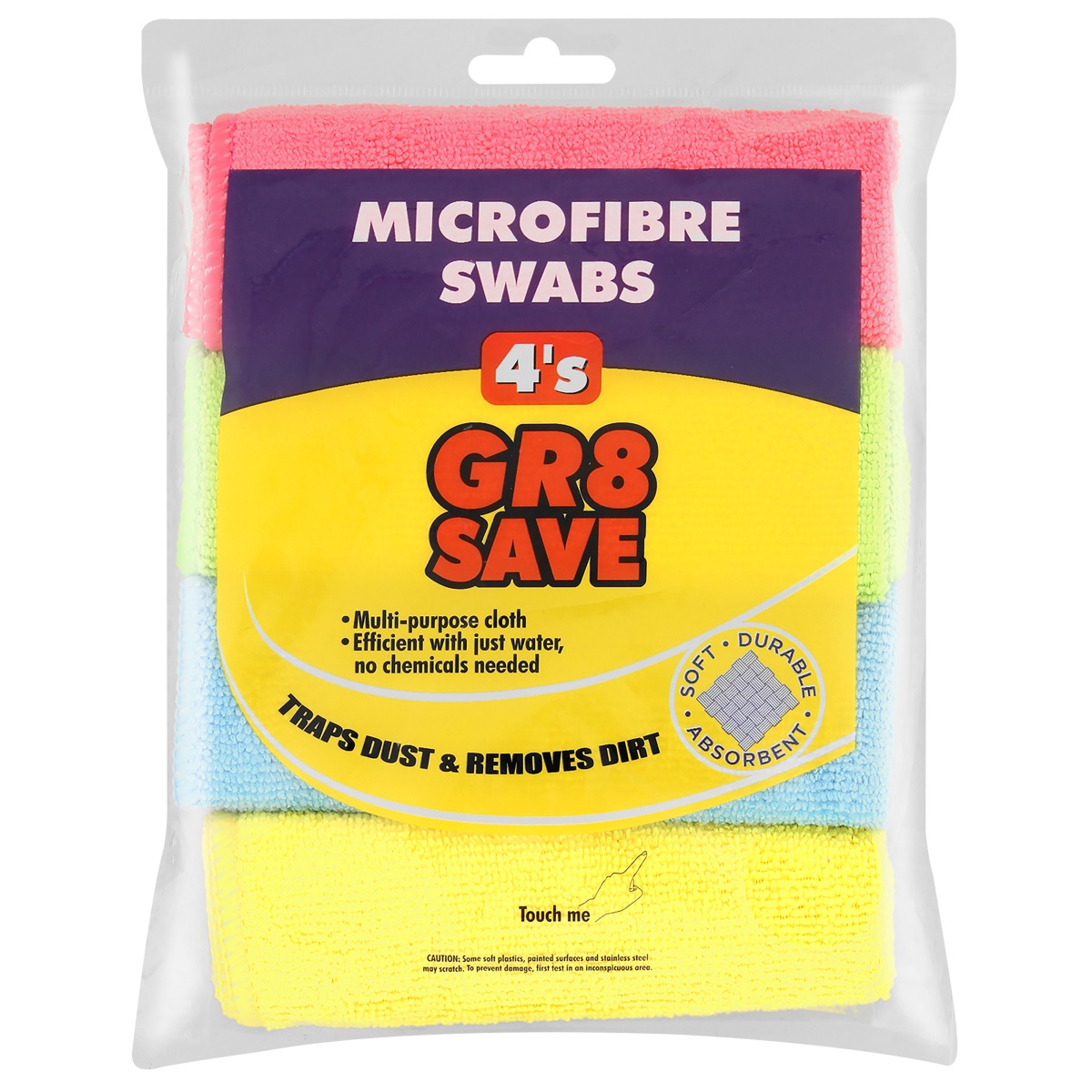 Gr8 Save Cleaning Cloths Multipurpose 4-Pack Microfibre Swabs Cloths
