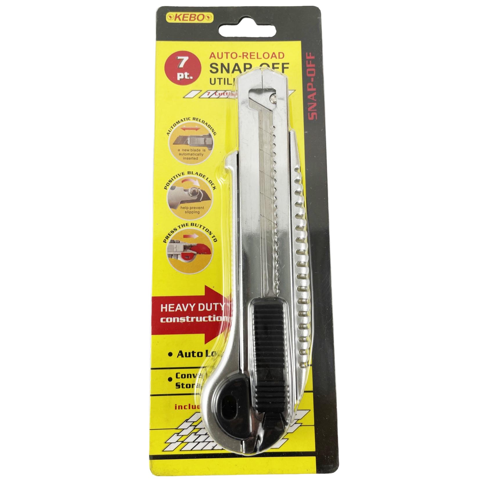 Kebo Heavy Duty Auto Reload Snap-Off Utility Knife - 5 Blades