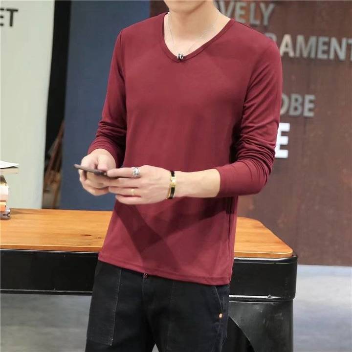 "DUMA" T-shirt Men Round neck Slim fit Long sleeve Shirt Handsome daily Leisure