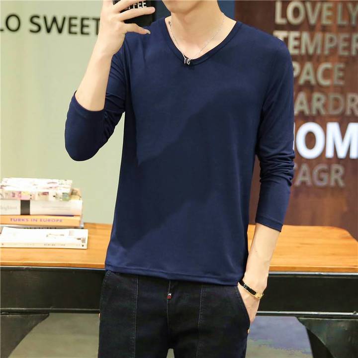 "DUMA" T-shirt Men Round neck Slim fit Long sleeve Shirt Handsome daily Leisure