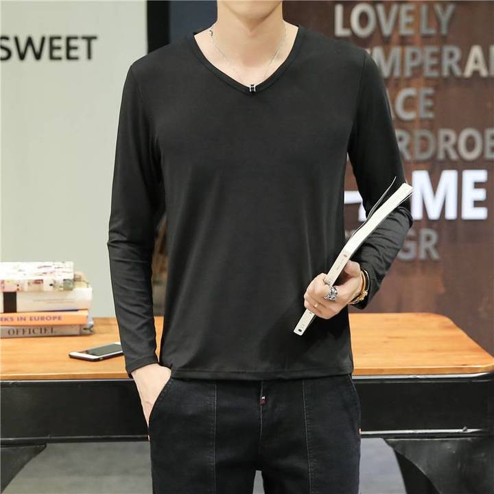 "DUMA" T-shirt Men Round neck Slim fit Long sleeve Shirt Handsome daily Leisure