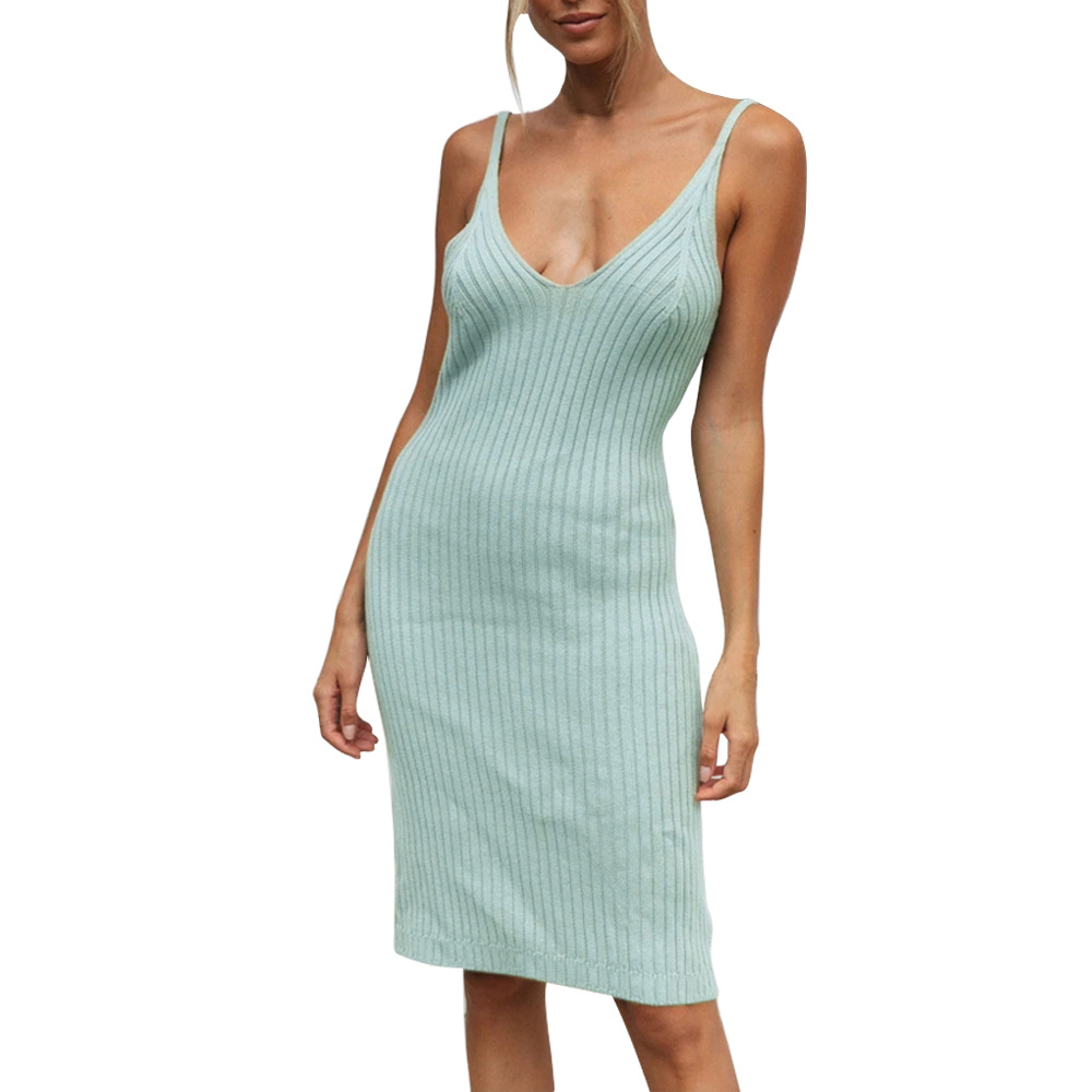 "DUMA" dress   Sexy V-neck Solid color Suspender skirt dress  summer Leisure Home