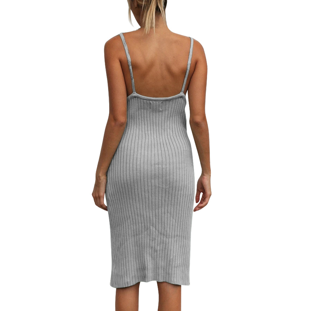 "DUMA" dress   Sexy V-neck Solid color Suspender skirt dress  summer Leisure Home