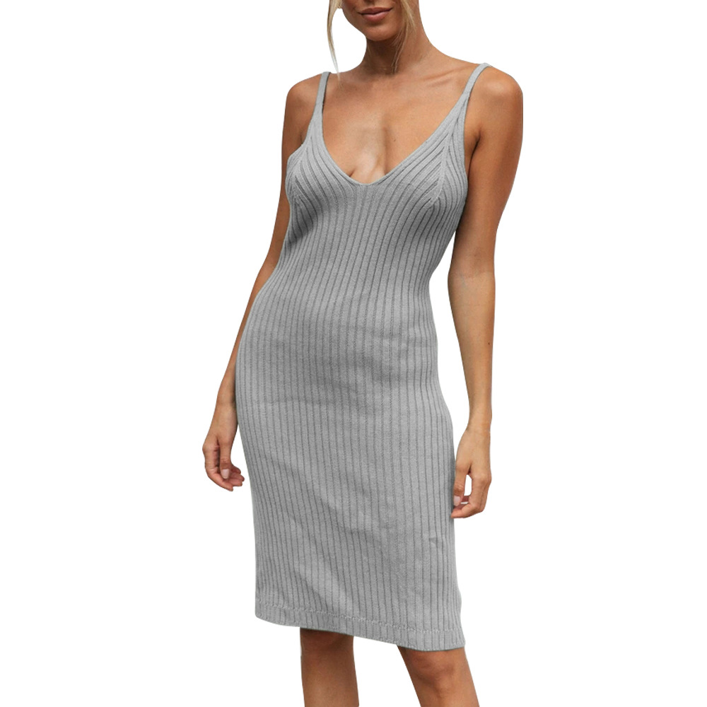 "DUMA" dress   Sexy V-neck Solid color Suspender skirt dress  summer Leisure Home