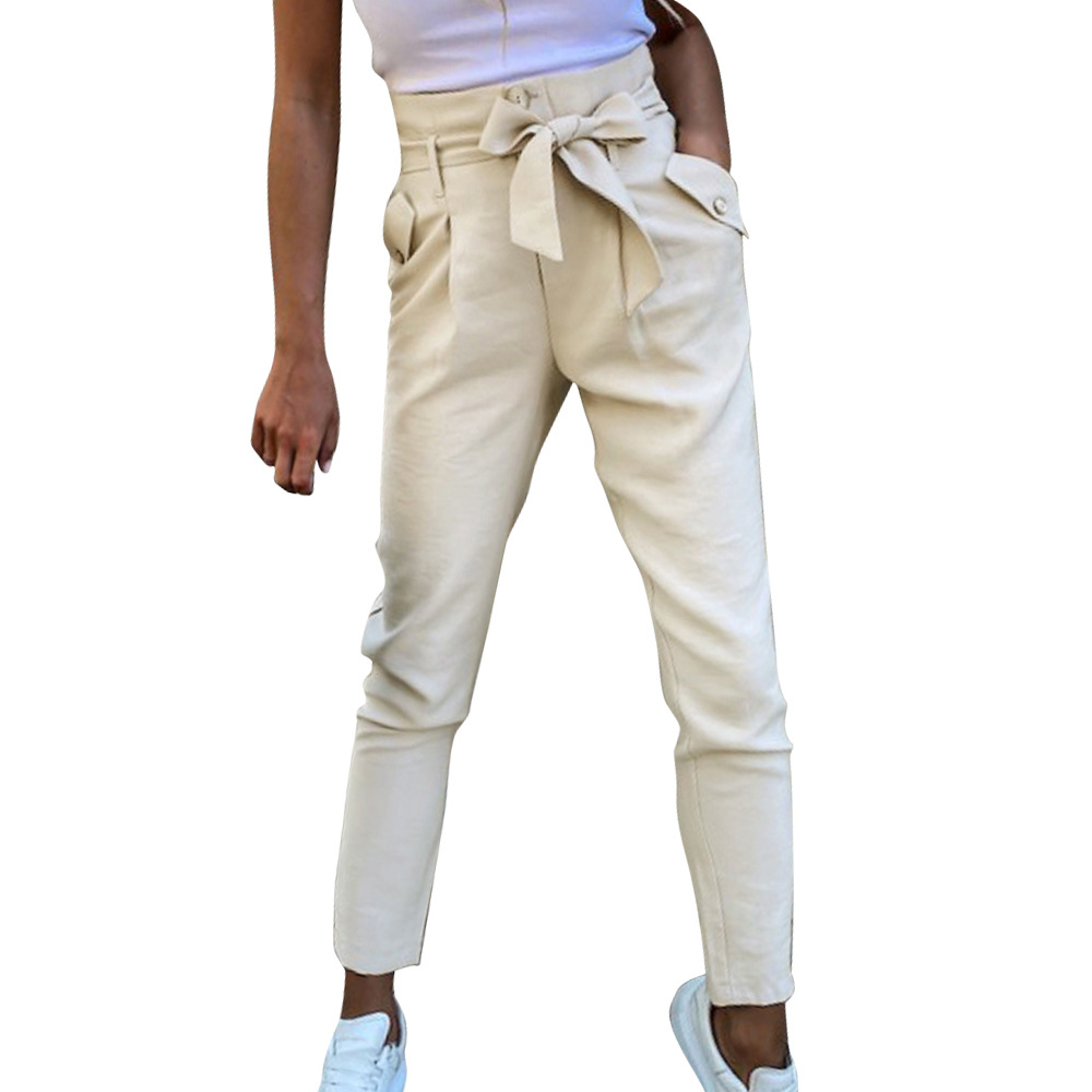 "DUMA" spring casual pants  Tie Slim Solid color casual pants  daily beautiful appointment Vacation