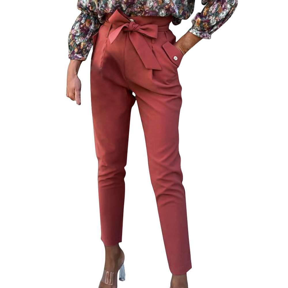 "DUMA" spring casual pants  Tie Slim Solid color casual pants  daily beautiful appointment Vacation