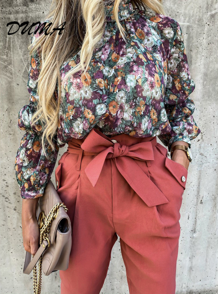 "DUMA" spring casual pants  Tie Slim Solid color casual pants  daily beautiful appointment Vacation