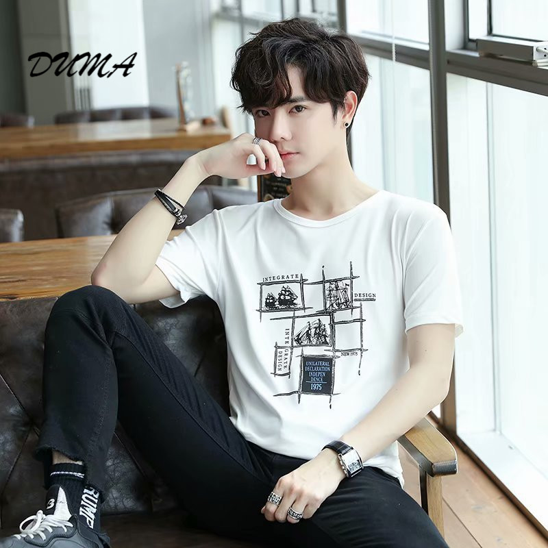 "DUMA" summer T-shirt Men Loose student Short sleeve Tops Casual daily appointment