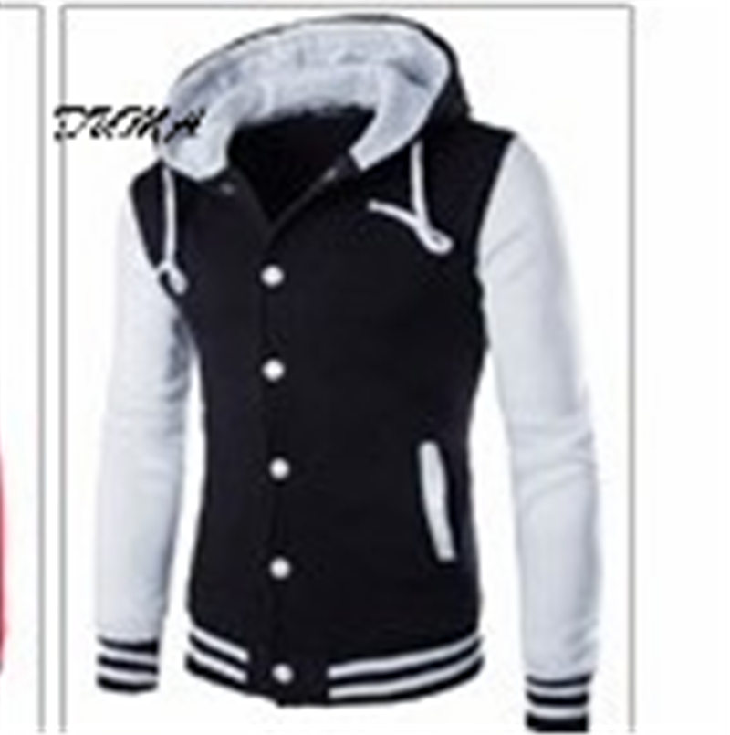 &quot;DUMA&quot; Hooded Baseball shirt Men&apos;s jacket Slim Cardigan Short Brushed sweater Baseball uniform
