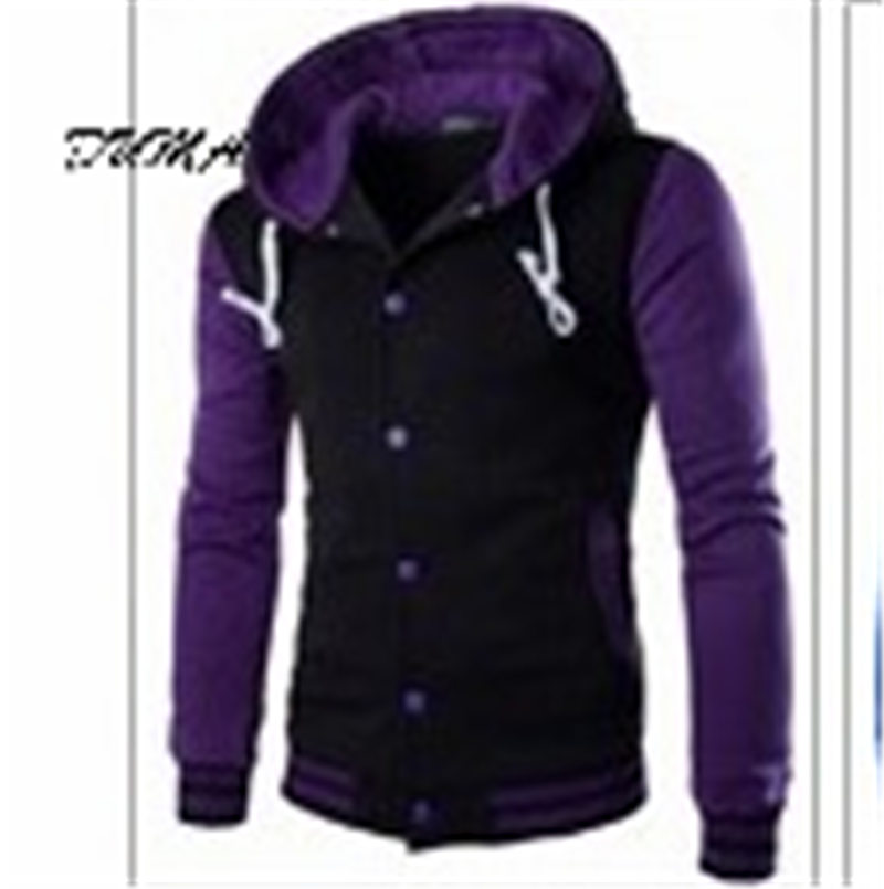 &quot;DUMA&quot; Hooded Baseball shirt Men&apos;s jacket Slim Cardigan Short Brushed sweater Baseball uniform