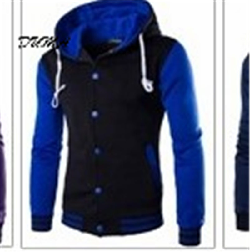 &quot;DUMA&quot; Hooded Baseball shirt Men&apos;s jacket Slim Cardigan Short Brushed sweater Baseball uniform