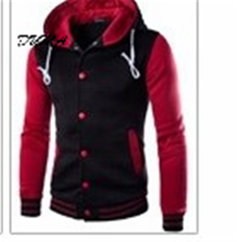 &quot;DUMA&quot; Hooded Baseball shirt Men&apos;s jacket Slim Cardigan Short Brushed sweater Baseball uniform