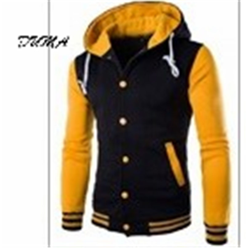&quot;DUMA&quot; Hooded Baseball shirt Men&apos;s jacket Slim Cardigan Short Brushed sweater Baseball uniform