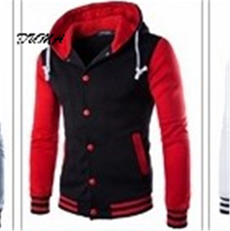&quot;DUMA&quot; Hooded Baseball shirt Men&apos;s jacket Slim Cardigan Short Brushed sweater Baseball uniform