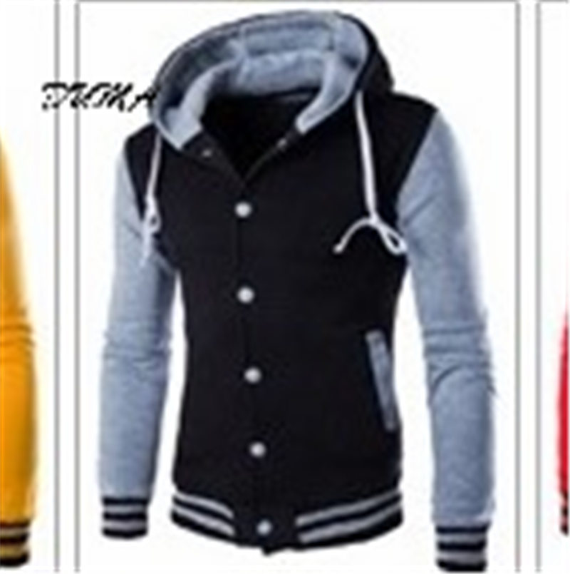 &quot;DUMA&quot; Hooded Baseball shirt Men&apos;s jacket Slim Cardigan Short Brushed sweater Baseball uniform