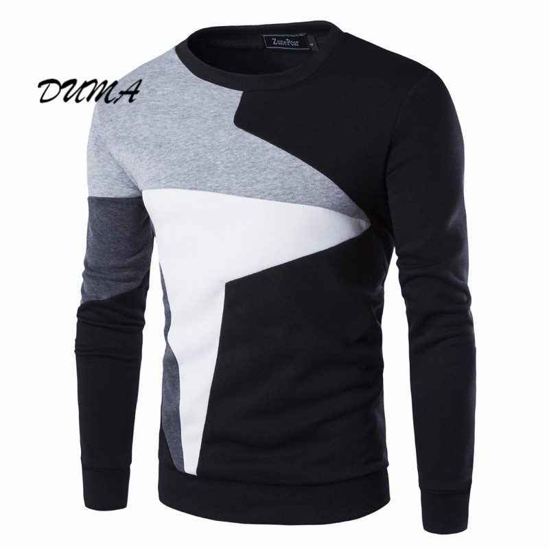 &quot;DUMA&quot; cotton Men Splicing Color contrast Casual Long sleeve Pullover appointment autumn Handsome