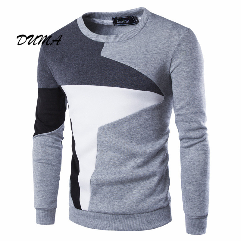 &quot;DUMA&quot; cotton Men Splicing Color contrast Casual Long sleeve Pullover appointment autumn Handsome