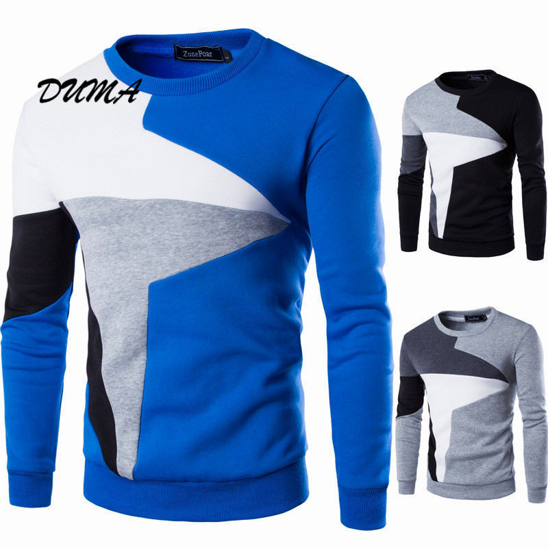 &quot;DUMA&quot; cotton Men Splicing Color contrast Casual Long sleeve Pullover appointment autumn Handsome