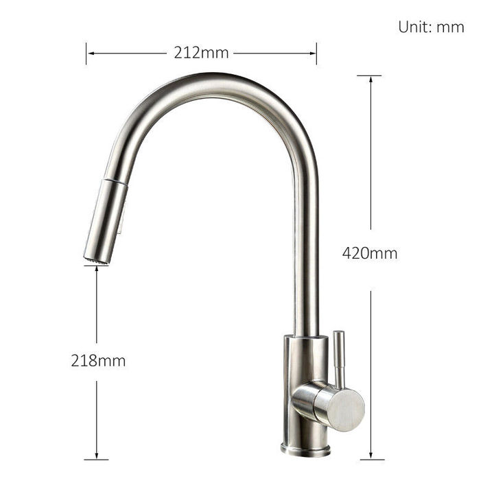 Stainless steel smart touch sensing hot and cold pull-out kitchen faucet, vegetable washing basin sink faucet