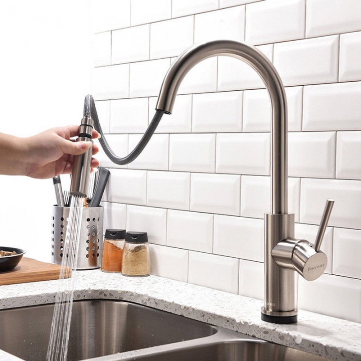 Stainless steel smart touch sensing hot and cold pull-out kitchen faucet, vegetable washing basin sink faucet