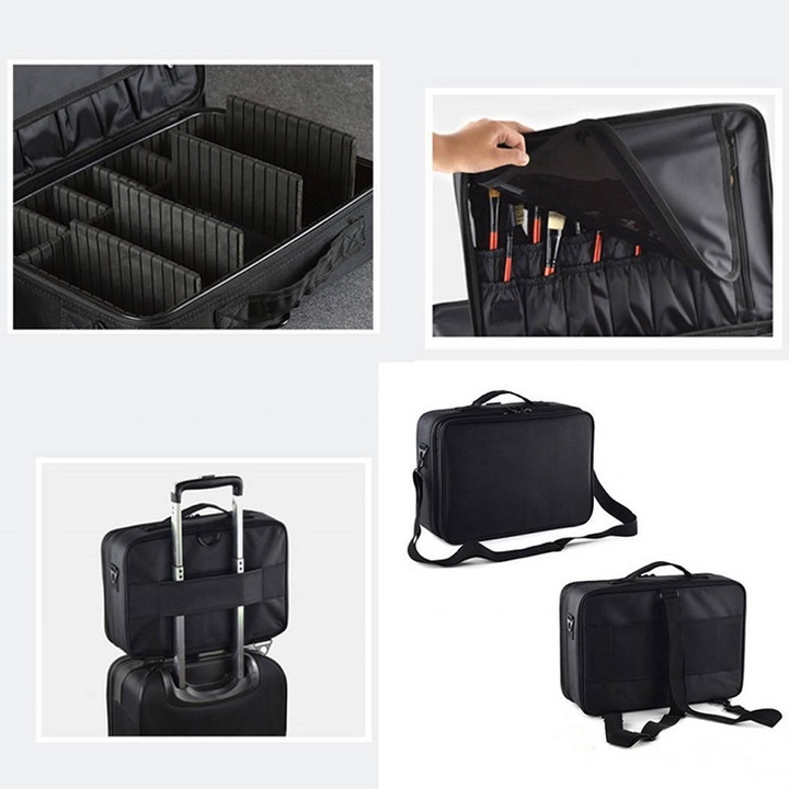 Professional partition storage large cosmetic bag makeup artist with makeup portable beauty kit