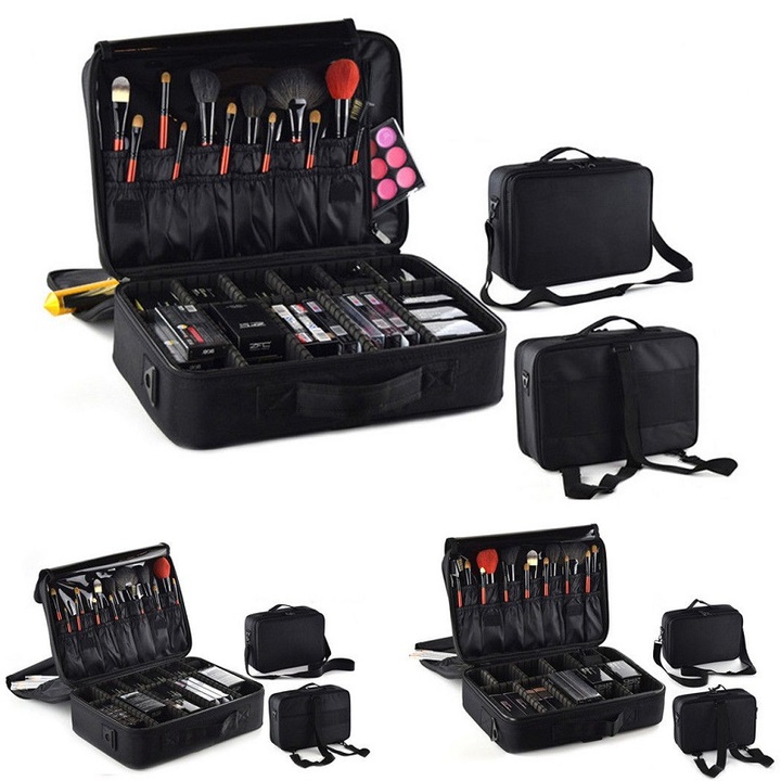 Professional partition storage large cosmetic bag makeup artist with makeup portable beauty kit