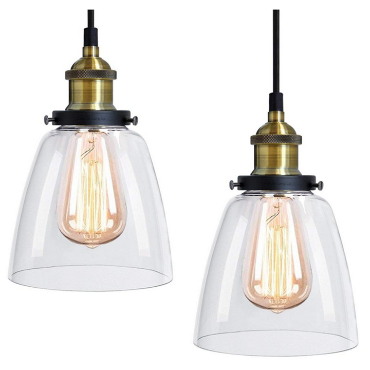 Modern retro industrial vintage loft glass ceiling lamp shade chandelier