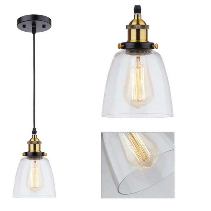 Modern retro industrial vintage loft glass ceiling lamp shade chandelier