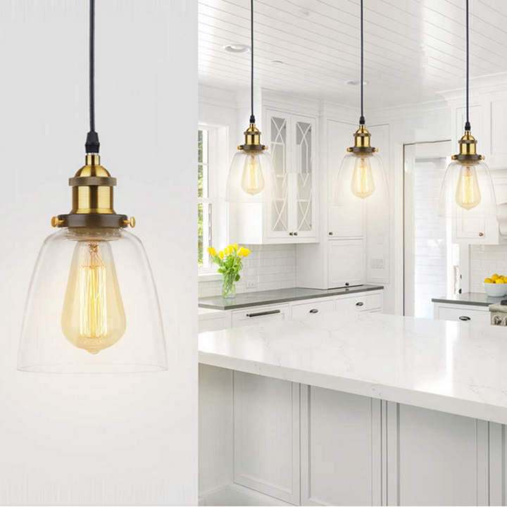 Modern retro industrial vintage loft glass ceiling lamp shade chandelier