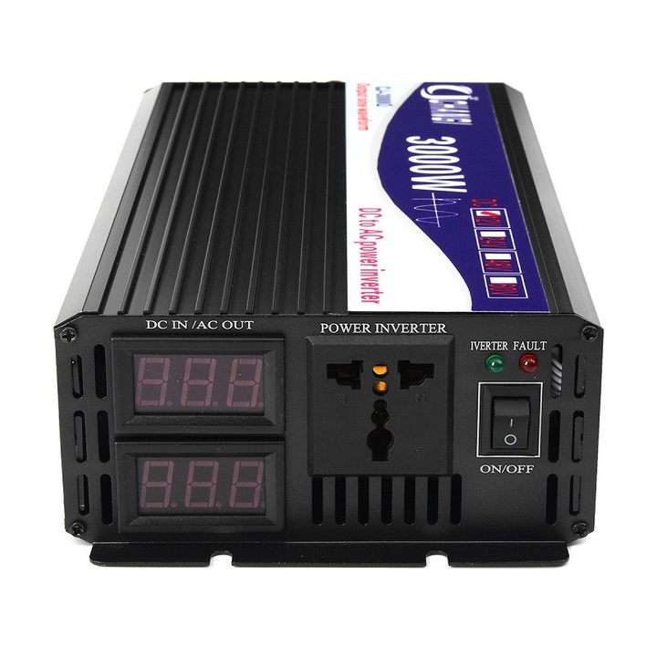 Automotive 3000W Power Inverter LED Display 12V DC to 220V AC Pure Sine Wave Converter