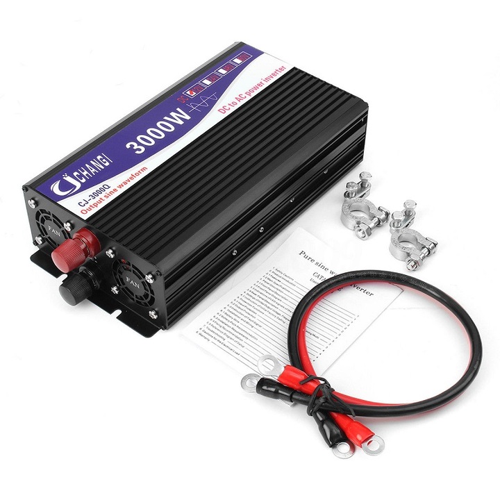 Automotive 3000W Power Inverter LED Display 12V DC to 220V AC Pure Sine Wave Converter