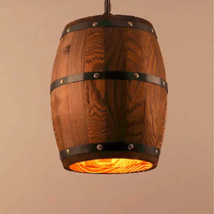 Bar barrel lamp wood hangar ceiling chandelier lighting