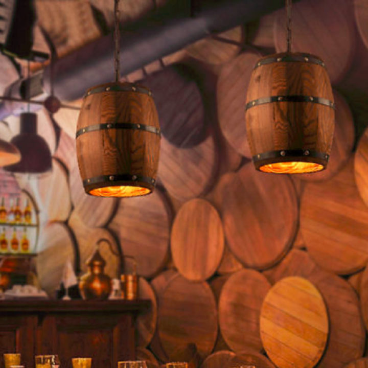 Bar barrel lamp wood hangar ceiling chandelier lighting
