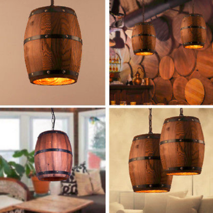 Bar barrel lamp wood hangar ceiling chandelier lighting