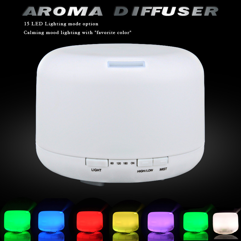 500ml colorful warm light classic humidifier aromatherapy oil mute night light White 500ML Colorful
